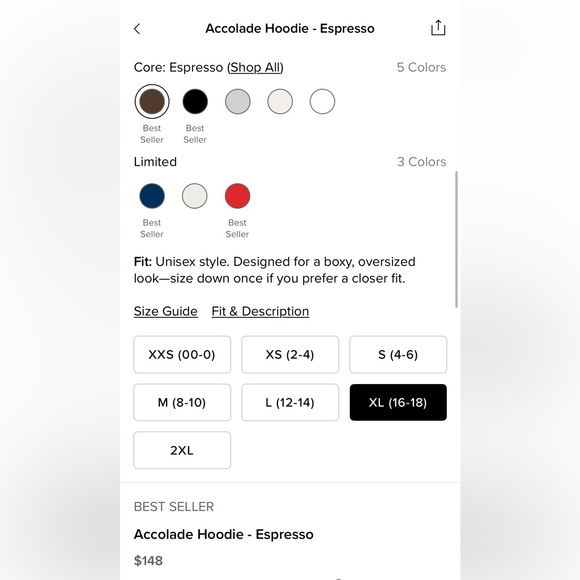 Brand New with Tags! Alo Accolade Hoodie-Espresso-Size XL - Picture 5 of 15